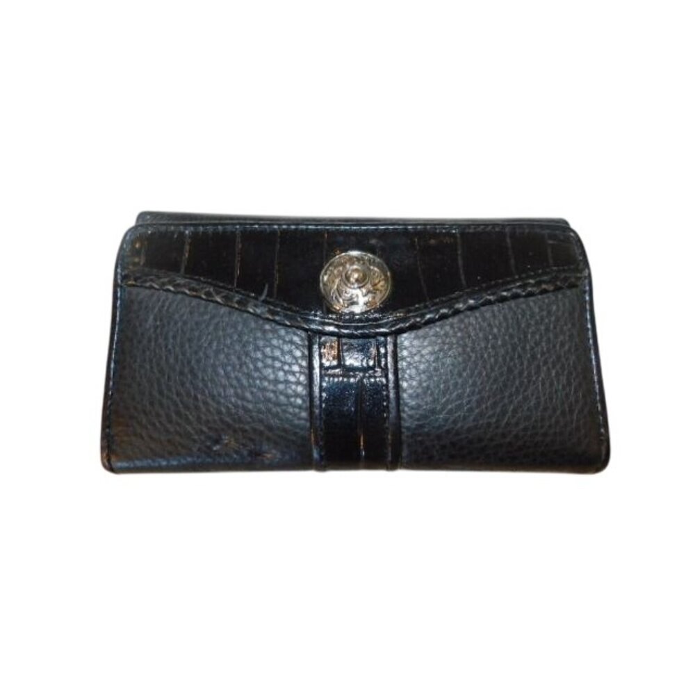 Maggi B Black Pebble Leather Trifold Wallet NEW